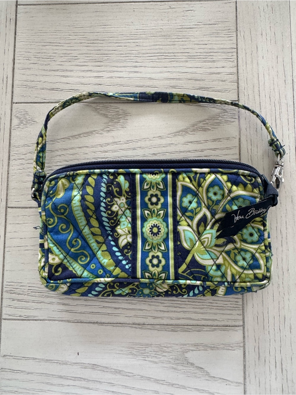 Vera Bradley Navy, Blue & Green Quilted Wristlet